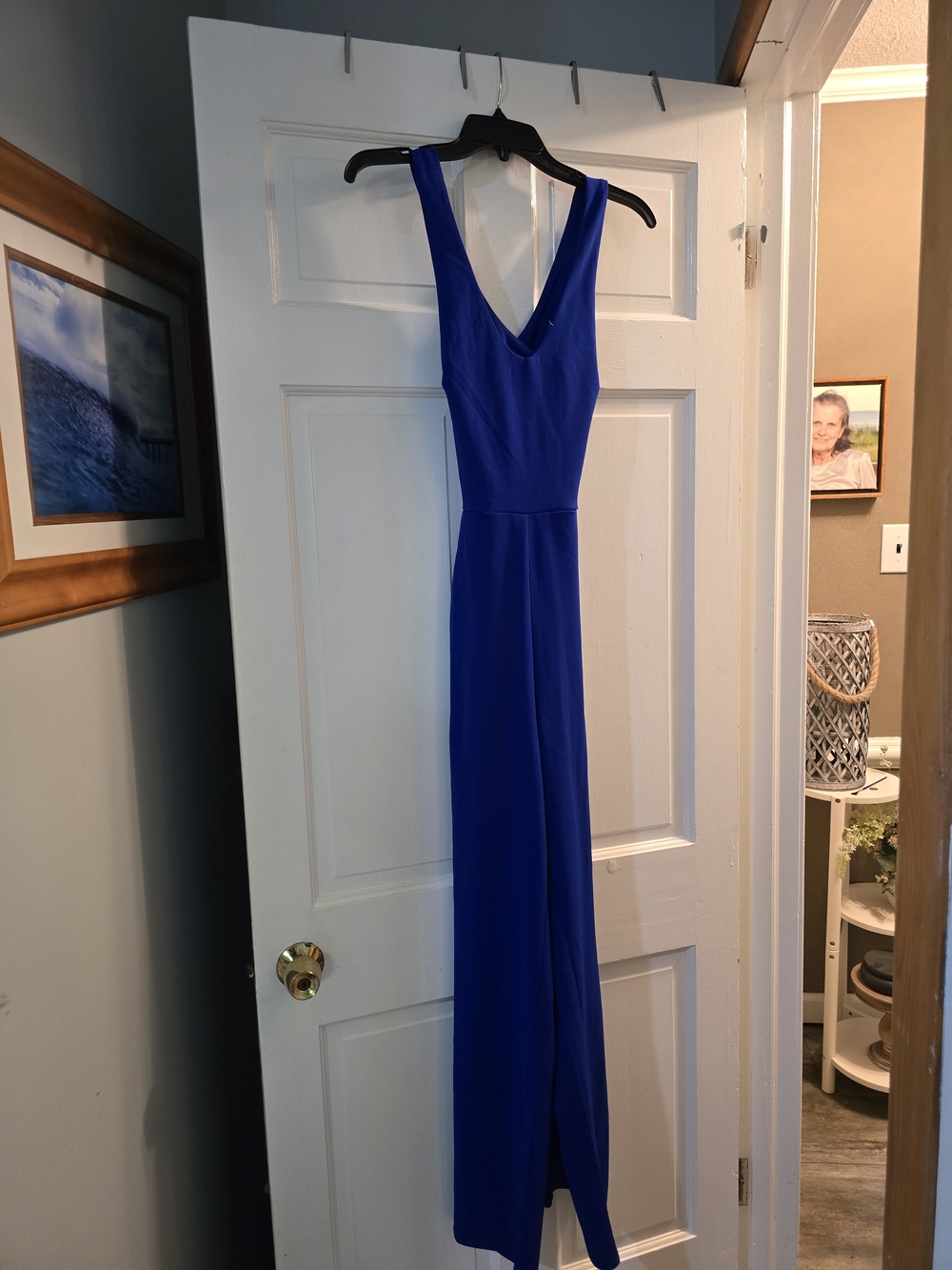 Elegant Royal Blue V-Neck Women’s Jumpsuit